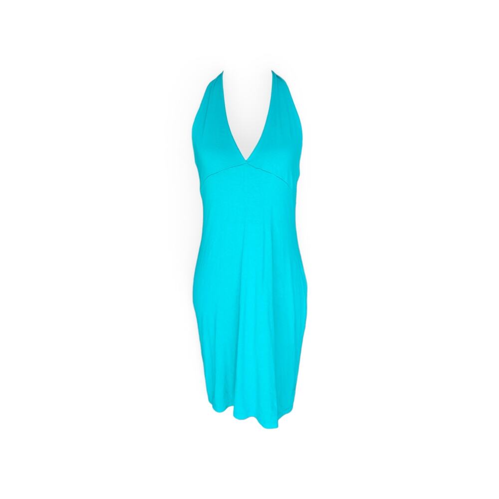 Y2k Armani Halter Mini Dress Beach Line Blue - Size Small